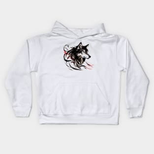 Chinese Style Ink Wolf Kids Hoodie